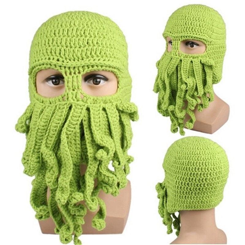 Funny Octopus Beard Hat - Unisex Knit Mask for Parties