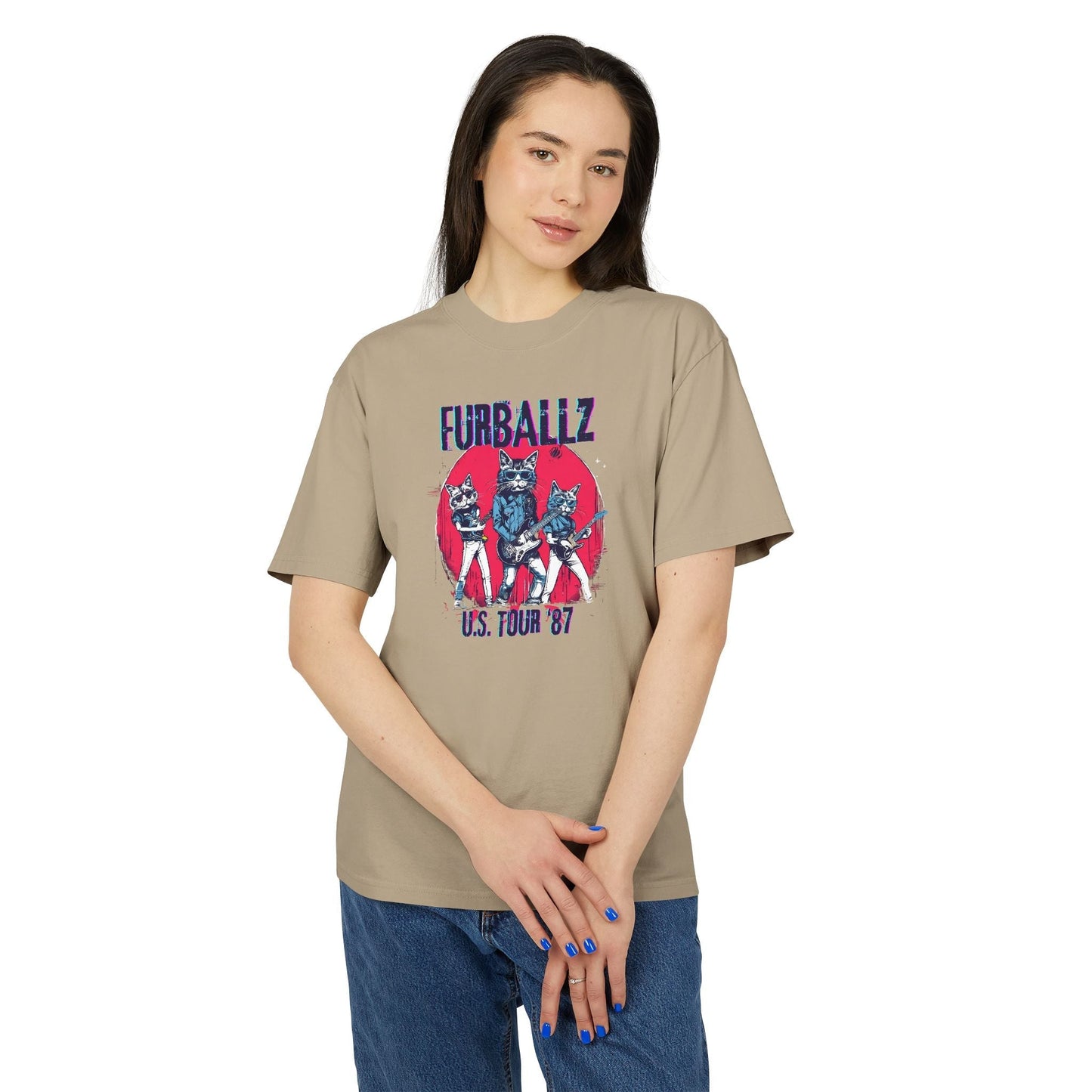 Camiseta Gráfica de Banda Estilo Vintage de los 80 Furrballz