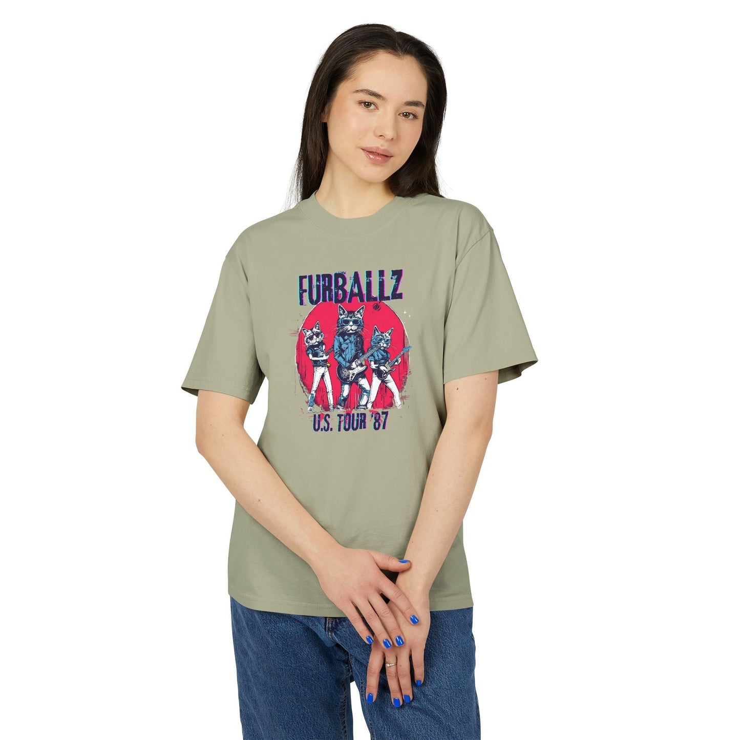 Camiseta Gráfica de Banda Estilo Vintage de los 80 Furrballz