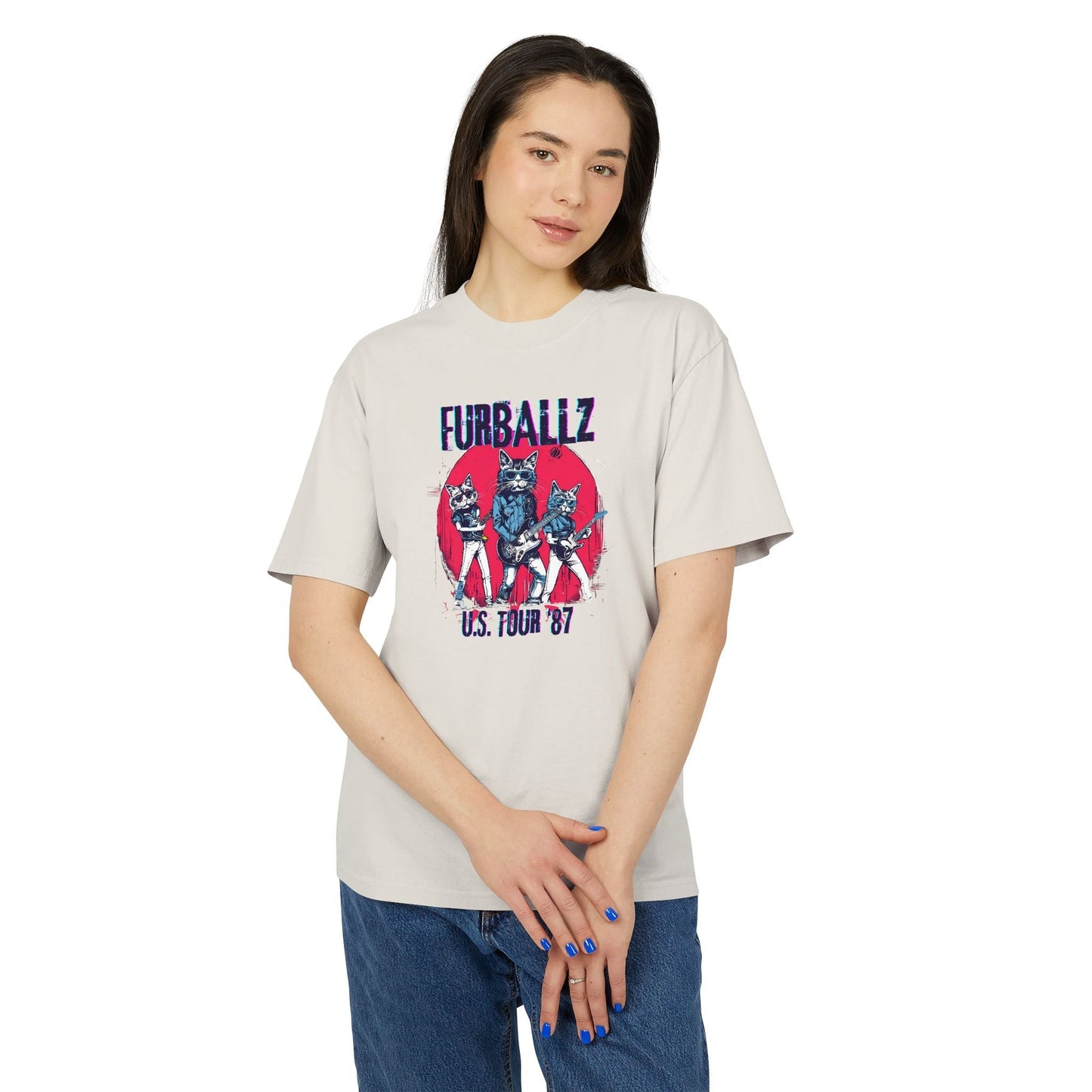 Camiseta Gráfica de Banda Estilo Vintage de los 80 Furrballz
