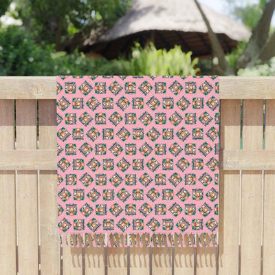 Tissu de Plage Furreal Cat – Écharpe à Franges Boho Rose