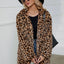 Fuzzy Leopard Hooded Long Sleeve Jacket