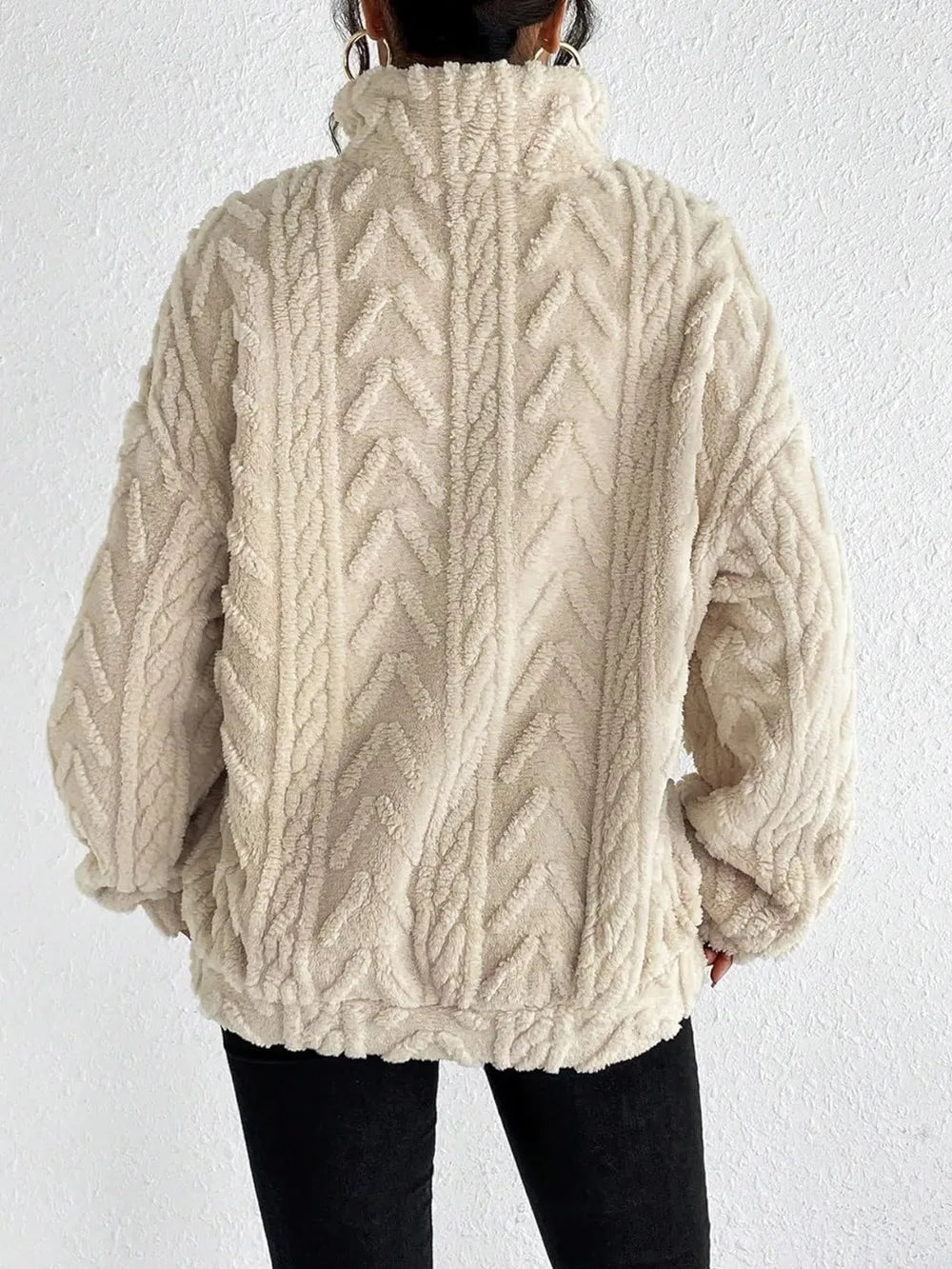 Fuzzy Quarter Zip Long Sleeve Sweatshirt - Korvel