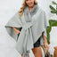 Fuzzy Trim Open Front Poncho - Korvel