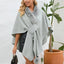 Fuzzy Trim Open Front Poncho - Korvel