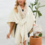 Fuzzy Trim Open Front Poncho - Korvel