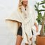 Fuzzy Trim Open Front Poncho - Korvel