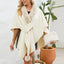 Fuzzy Trim Open Front Poncho - Korvel