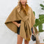 Fuzzy Trim Open Front Poncho - Korvel