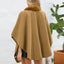 Fuzzy Trim Open Front Poncho - Korvel