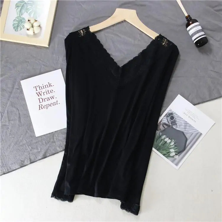 Top Térmico Slim de Manga Larga con Encaje en V para Mujeres