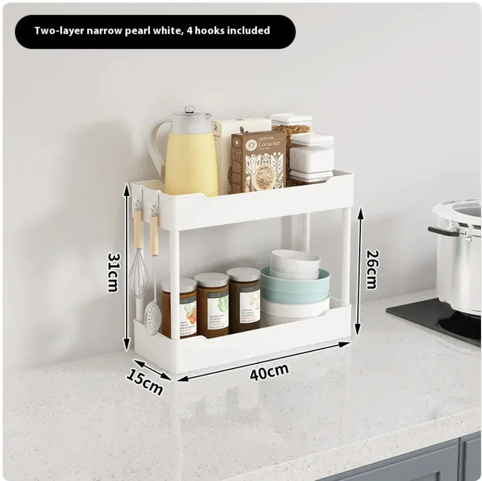 Multi-Tier Kitchen Storage Cart - Versatile & Modern Design