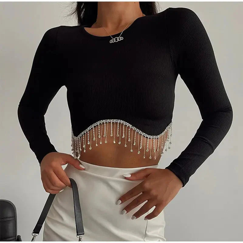 Haut court à franges en strass élégant