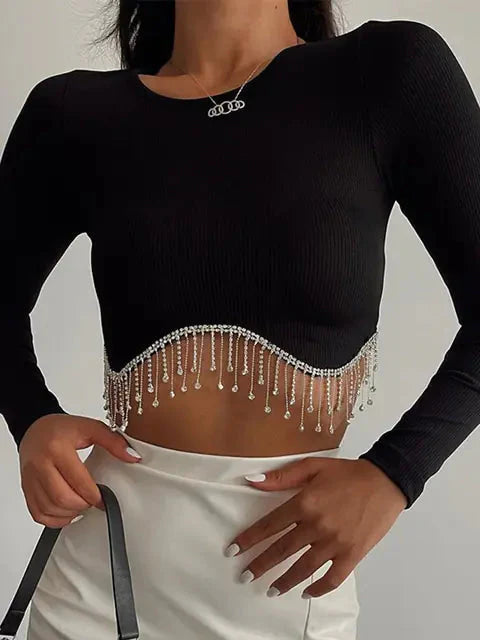 Haut court à franges en strass élégant