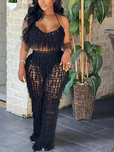 Ensemble de Pantalons Amples Transparent Chic
