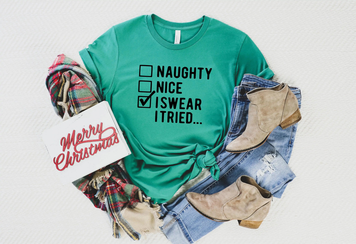 T-shirt de Noël drôle I Swear I Tried
