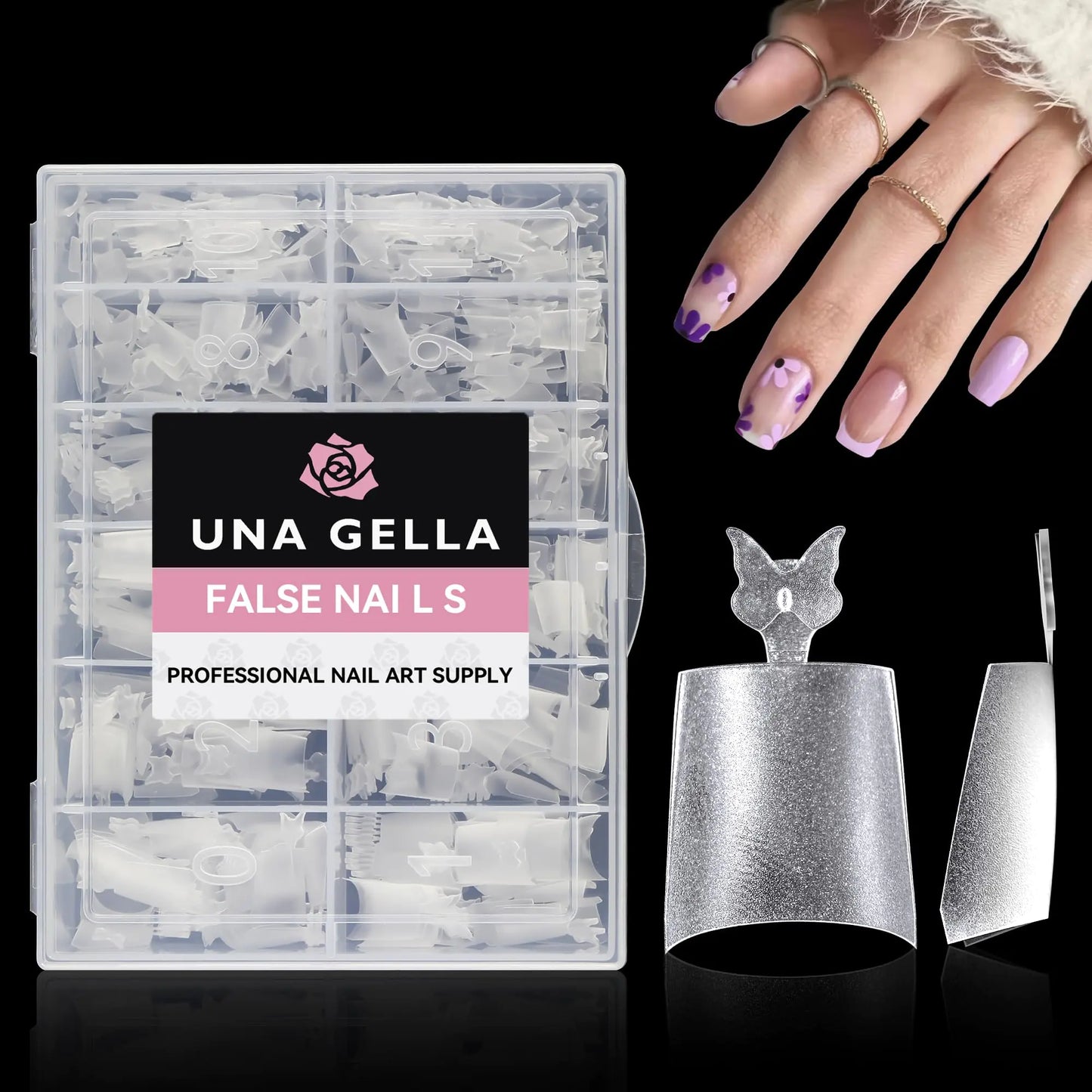 UNA GELLA Uñas Postizas Cortas en Forma de Coffin - 504 Pcs Tips de Uñas Mate