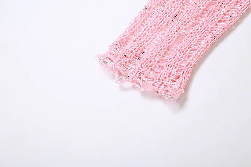 Conjunto de Falda Mini de Crochet Desgastado Dulce Como el Azúcar