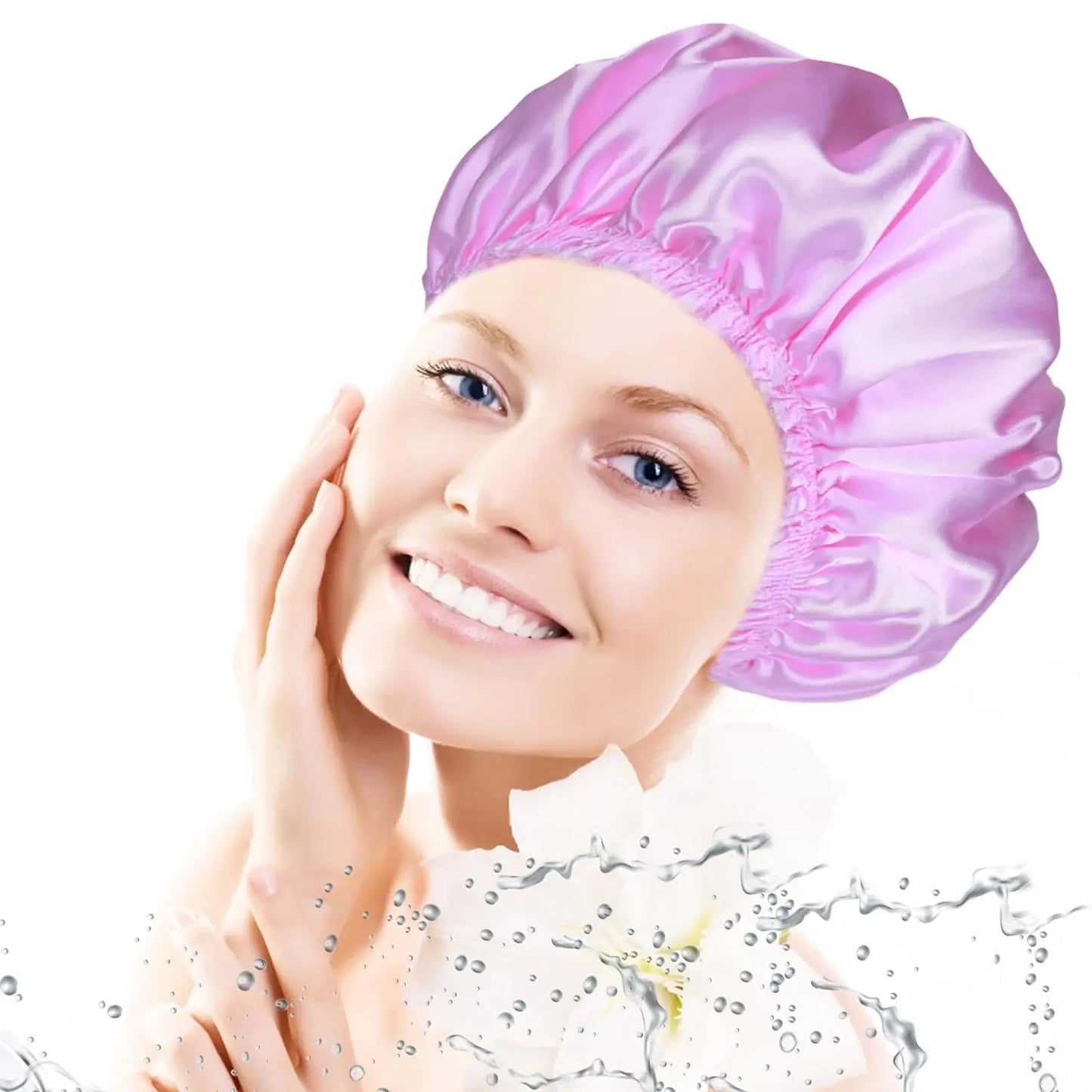 Premium Reusable Shower Caps for Women - 4 Pack