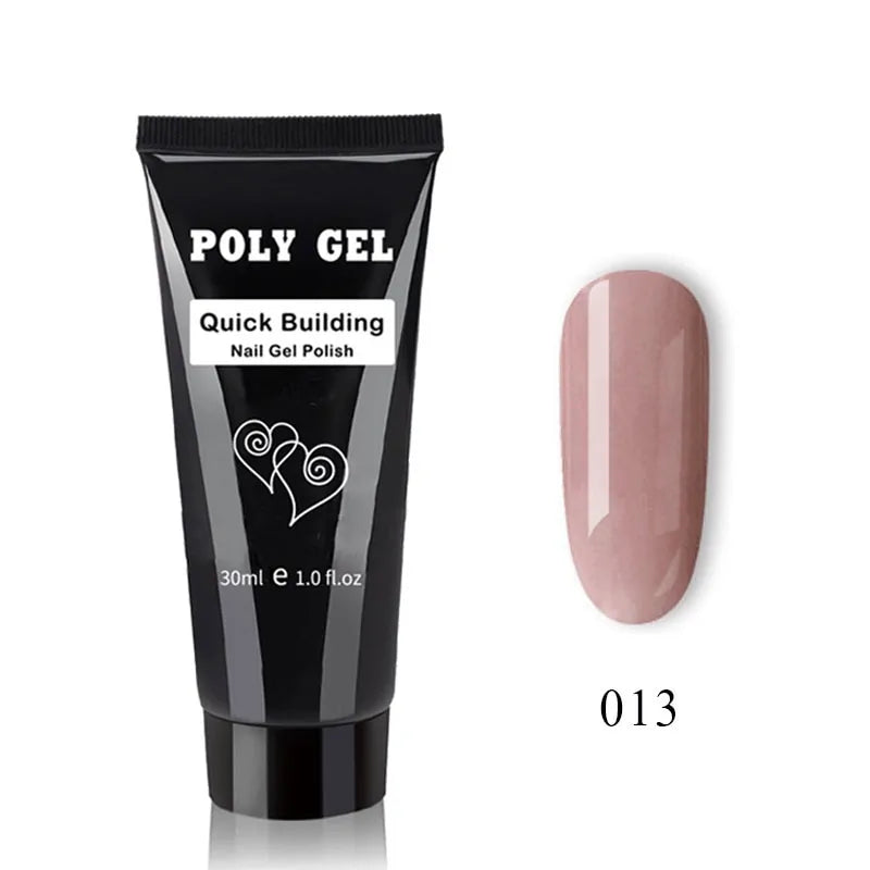 Kit de Poly Gel pour Nail Art Français avec Pinceau UV et Conseils d'Ongles