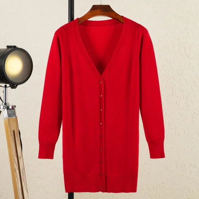 V-Neck Women's Cardigan - Timeless Style & Comfort