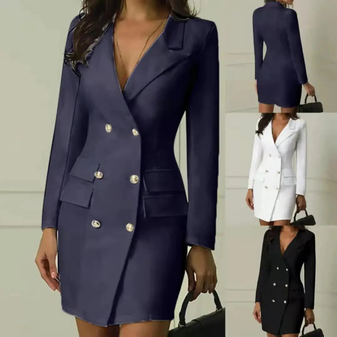 Robe de costume blanche élégante à double boutonnage