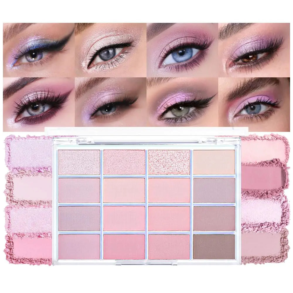 Palette de fards à paupières mates 16 couleurs rose nude taupe