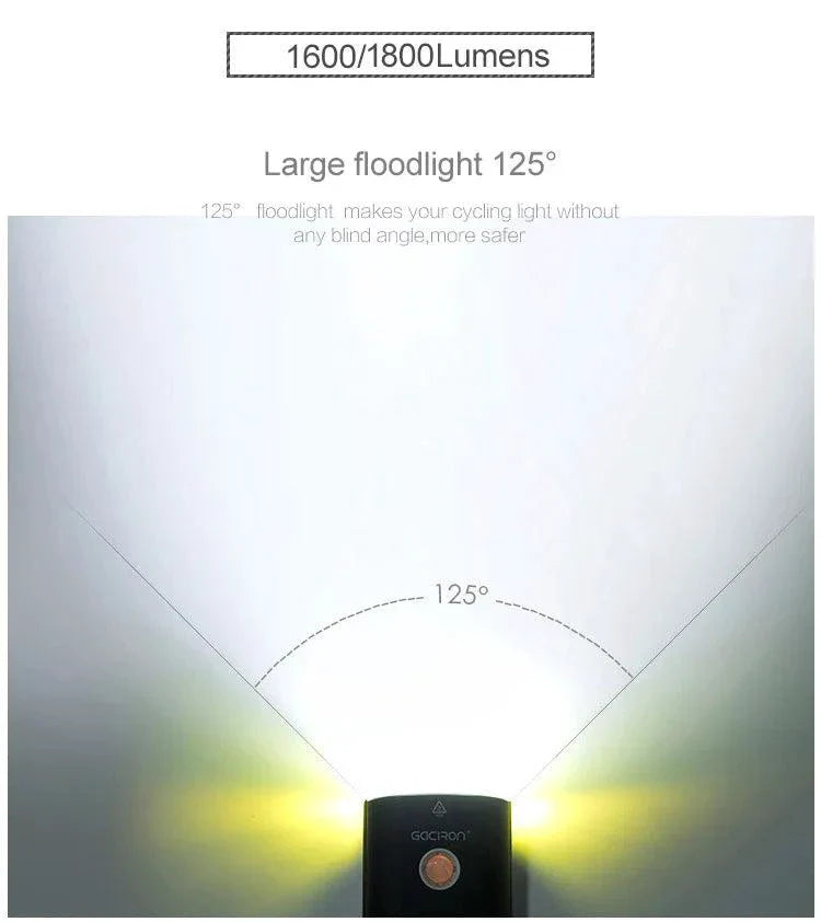 GACIRON 400-1800 Lúmenes Luz Delantera Recargable por USB para Bicicleta
