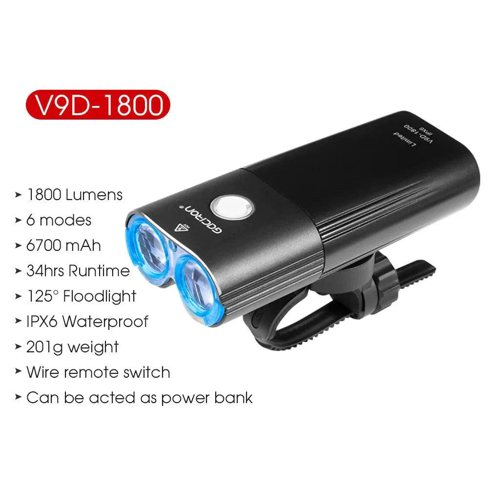 GACIRON 400-1800 Lúmenes Luz Delantera Recargable por USB para Bicicleta