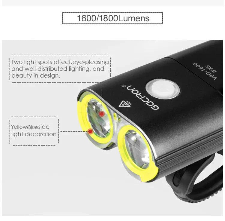 GACIRON 400-1800 Lúmenes Luz Delantera Recargable por USB para Bicicleta
