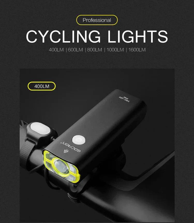 GACIRON 400-1800 Lúmenes Luz Delantera Recargable por USB para Bicicleta
