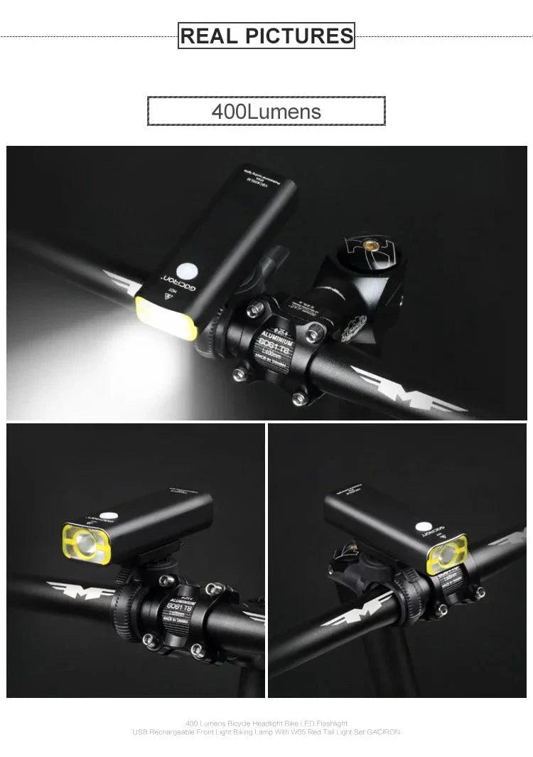GACIRON 400-1800 Lúmenes Luz Delantera Recargable por USB para Bicicleta