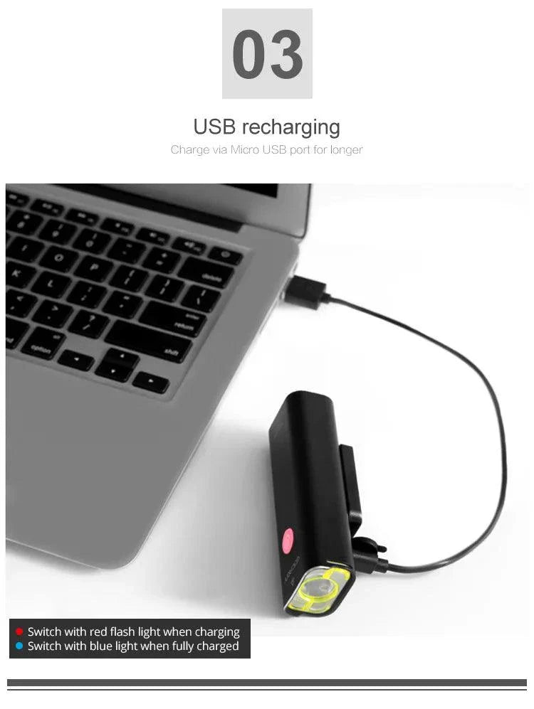 GACIRON 400-1800 Lúmenes Luz Delantera Recargable por USB para Bicicleta