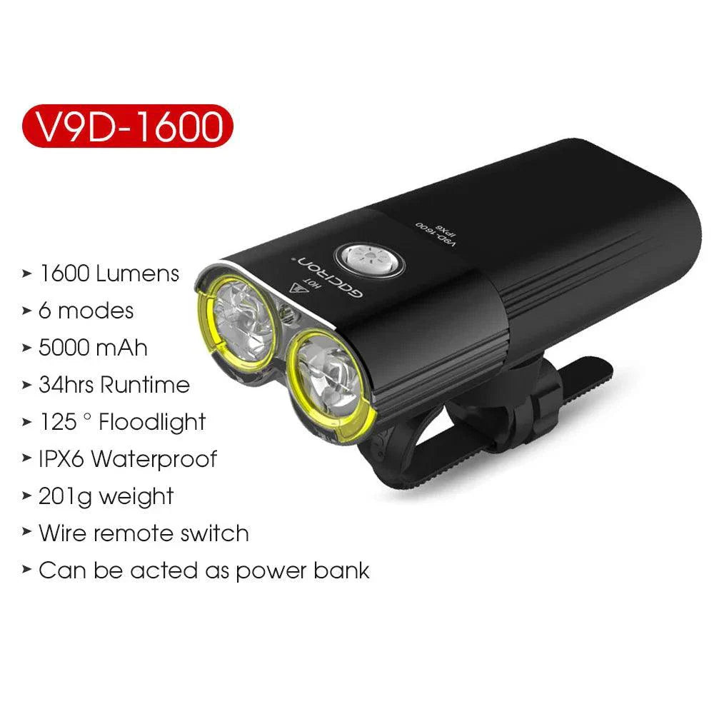 GACIRON 400-1800 Lúmenes Luz Delantera Recargable por USB para Bicicleta