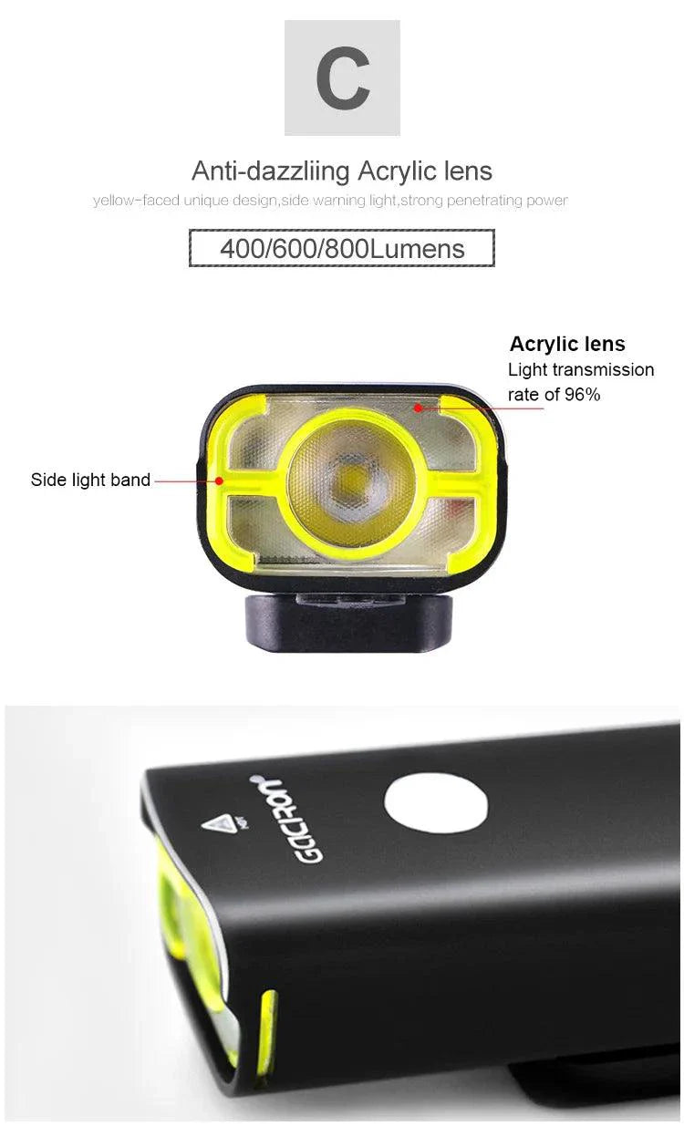 GACIRON 400-1800 Lúmenes Luz Delantera Recargable por USB para Bicicleta