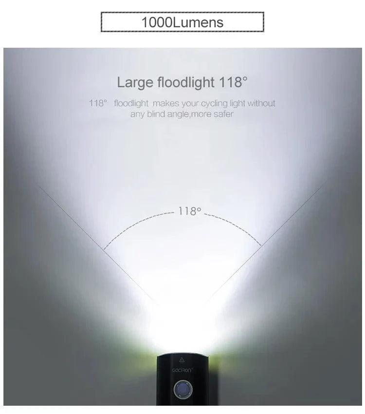 GACIRON 400-1800 Lúmenes Luz Delantera Recargable por USB para Bicicleta