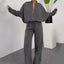 Conjunto de Suéter y Pantalones de Color Sólido con Cremallera BASIC para Mujeres