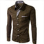 European and American Men's Long Sleeve Color Block Shirt