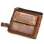 Portefeuille court pour homme en cuir véritable avec fermeture éclair et design multifonctionnel