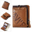 Portefeuille court pour homme en cuir véritable avec fermeture éclair et design multifonctionnel