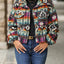 Geometric Dropped Shoulder Balloon Sleeve Jacket