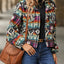 Geometric Dropped Shoulder Balloon Sleeve Jacket