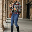 Geometric Dropped Shoulder Balloon Sleeve Jacket