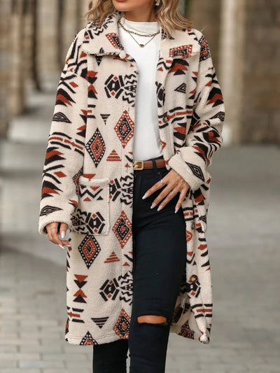 Geometric Pocketed Dropped Shoulder Coat - Korvel
