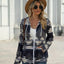 Geometric Zip Up Long Sleeve Hooded Jacket