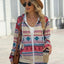 Geometric Zip Up Long Sleeve Hooded Jacket