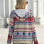 Geometric Zip Up Long Sleeve Hooded Jacket
