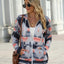 Geometric Zip Up Long Sleeve Hooded Jacket