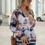 Geometric Zip Up Long Sleeve Hooded Jacket