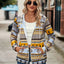 Geometric Zip Up Long Sleeve Hooded Jacket